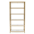 White Gold Metal and Wood 5-Shelf Bookcase R958