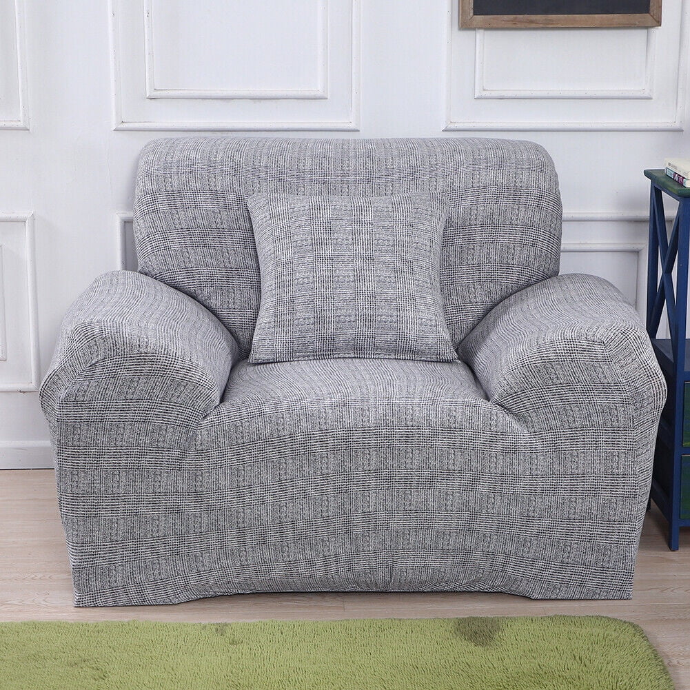 Gray Printed Stretch Sofa Cover Armchair Slipcover W122
