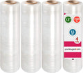 4 Rolls 15" x 1500 Ft Clear Stretch Wrap, 55 Gauge F545322