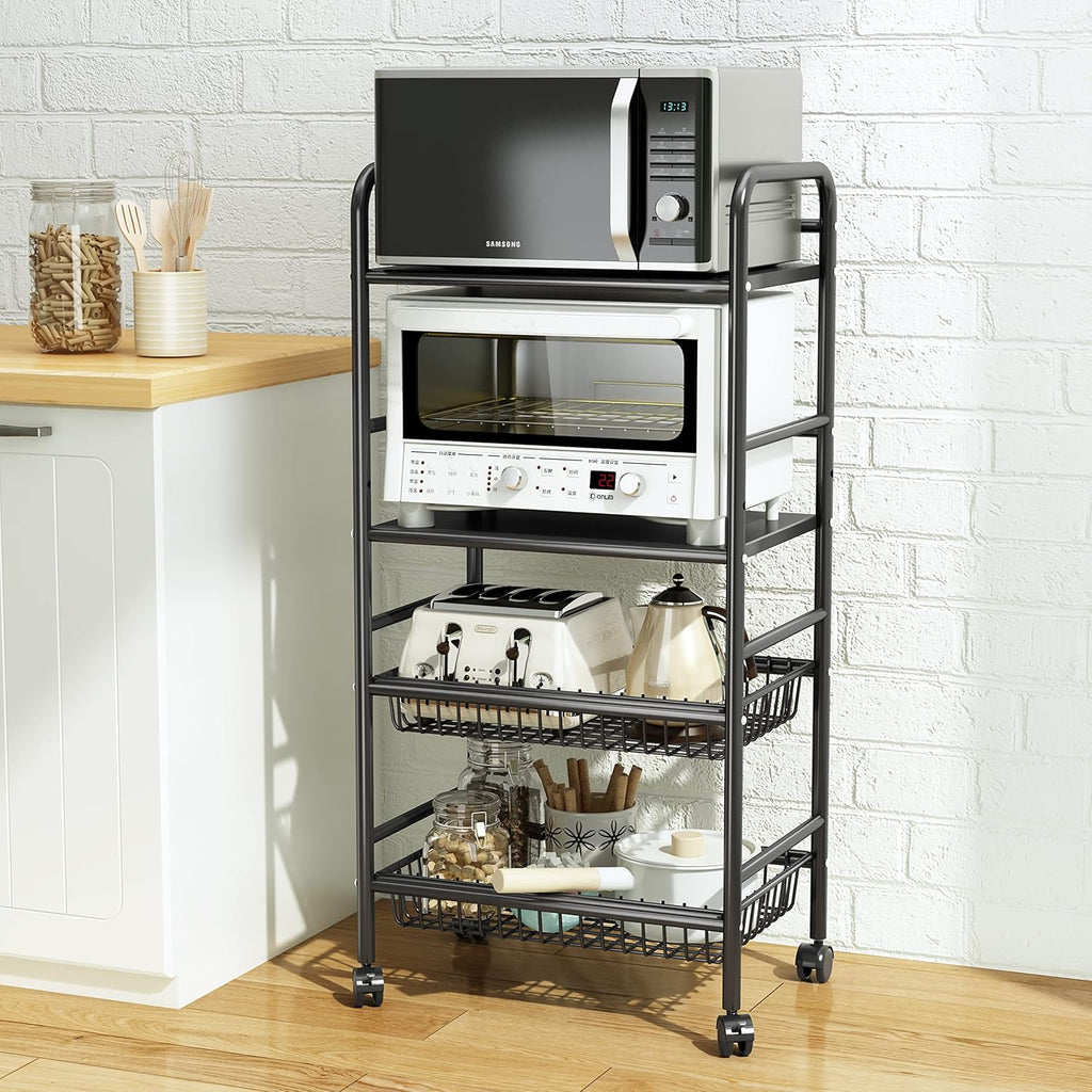 Black 4 Tier Rolling Utility Cart F1483