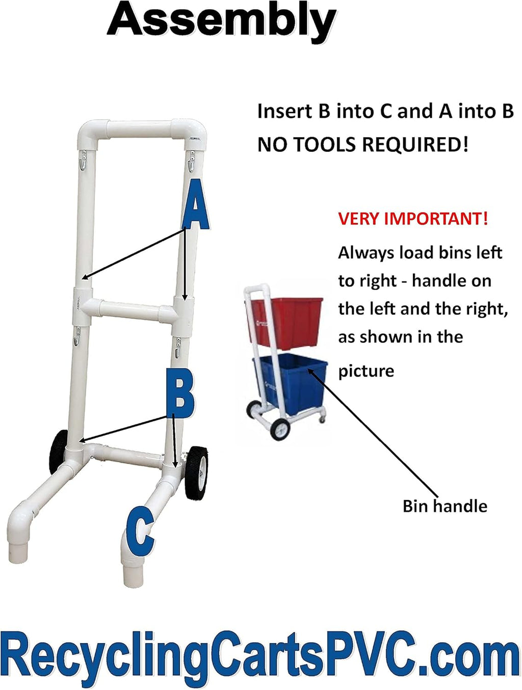 Recycling Cart with 4 Wheels P478