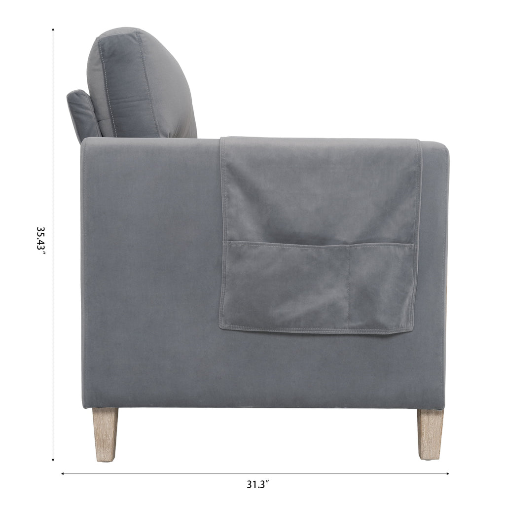 Gray Solid Wood 3-Seater Sofa N69069