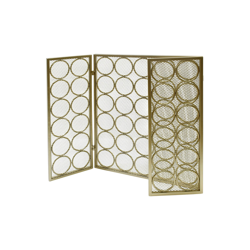 Black Silver Three Panel Iron Firescreen P820416