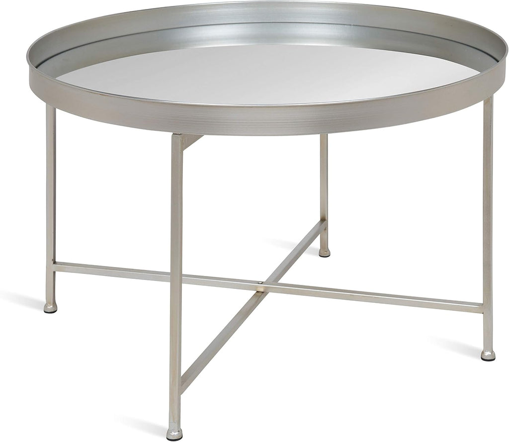 White and Gold Leaf Round Metal Coffee Table T4305