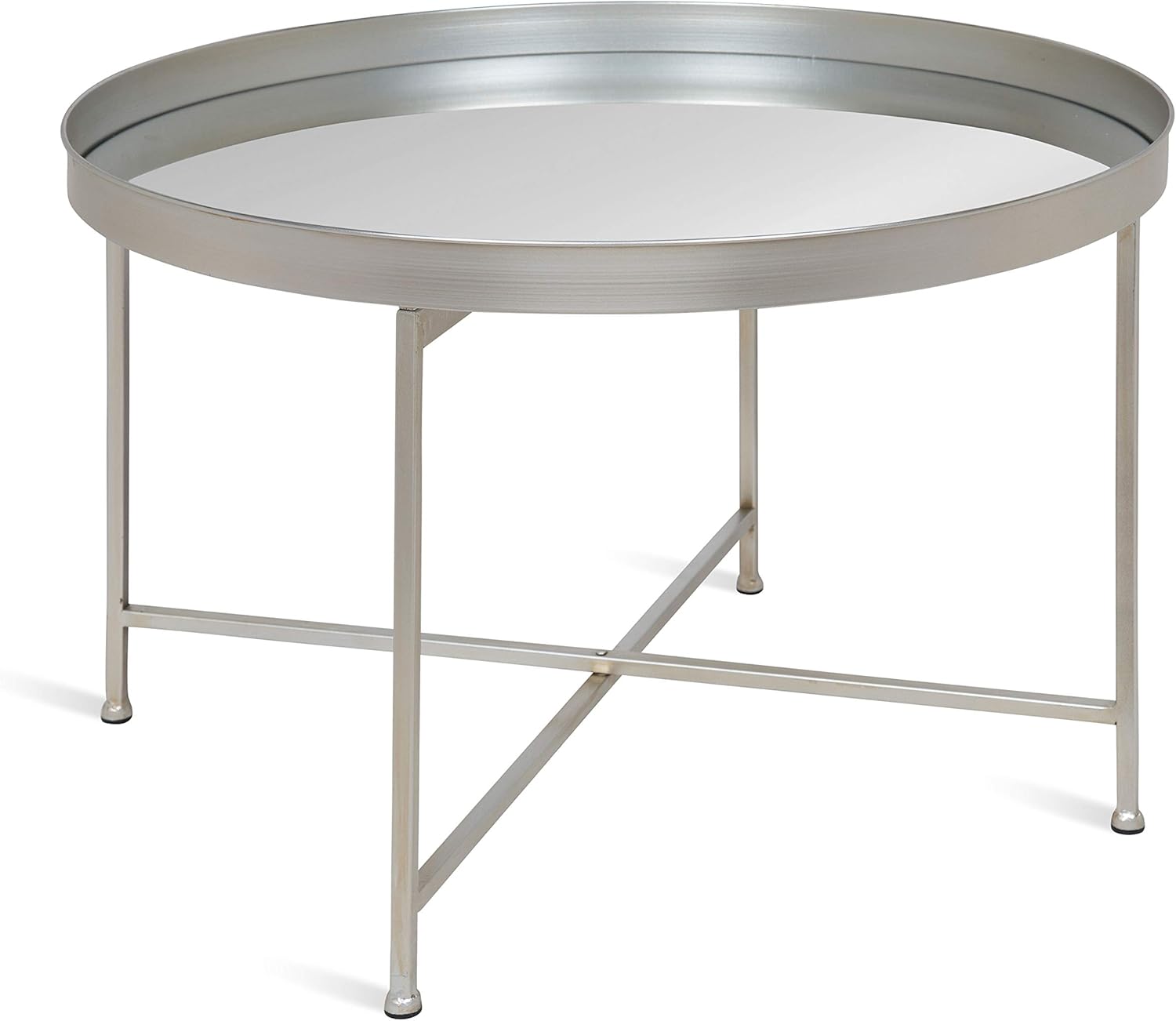 White and Gold Leaf Round Metal Coffee Table T4305
