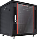 9U Wall Mount Server Rack with Locking Doors Shelf Fan Black T52083