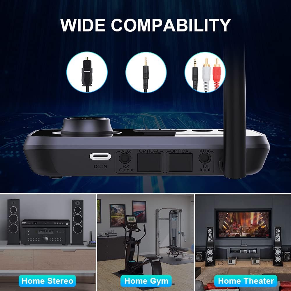 Bluetooth 5.0 Transmitter Receiver, 3-in-1 Audio Adapter, Pack of 2 A255710