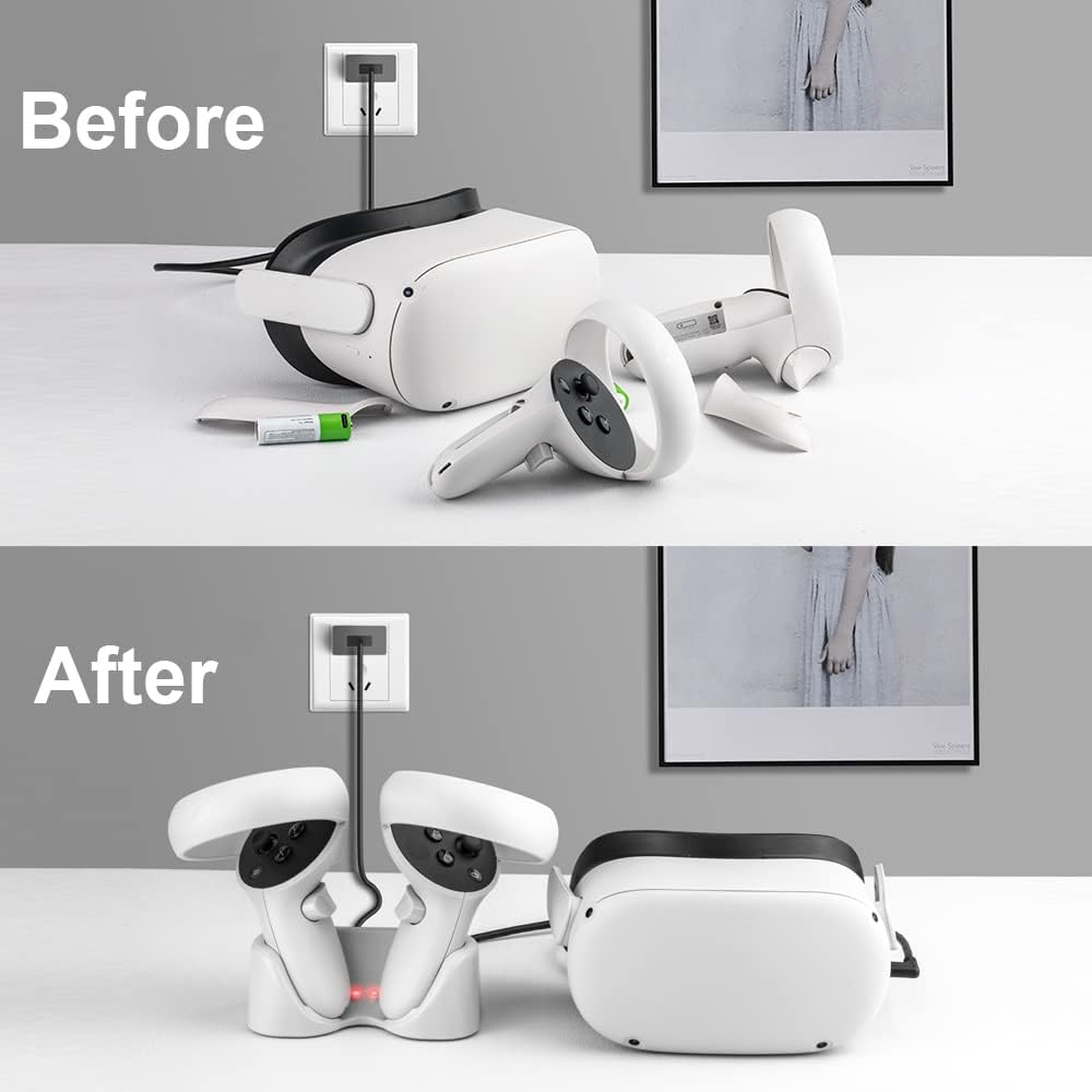 Oculus Quest 2 Charger Dock Station with 2 Rechargeable Batteries T818