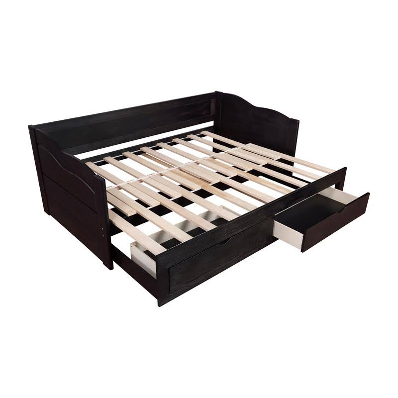 Black Wood Twin Daybed with Trundle A87793