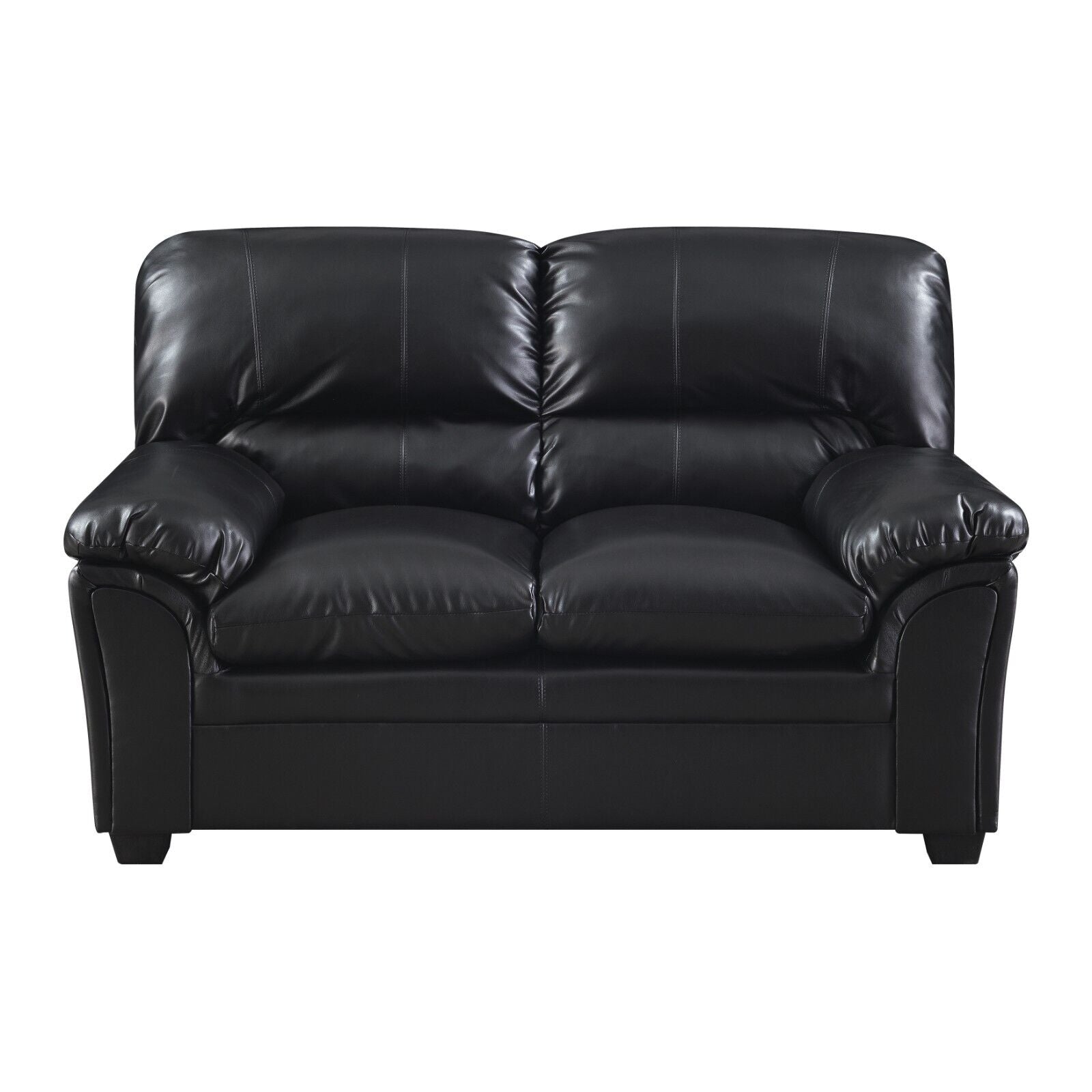 Black 2pc Faux Leather Sofa Loveseat Set M701