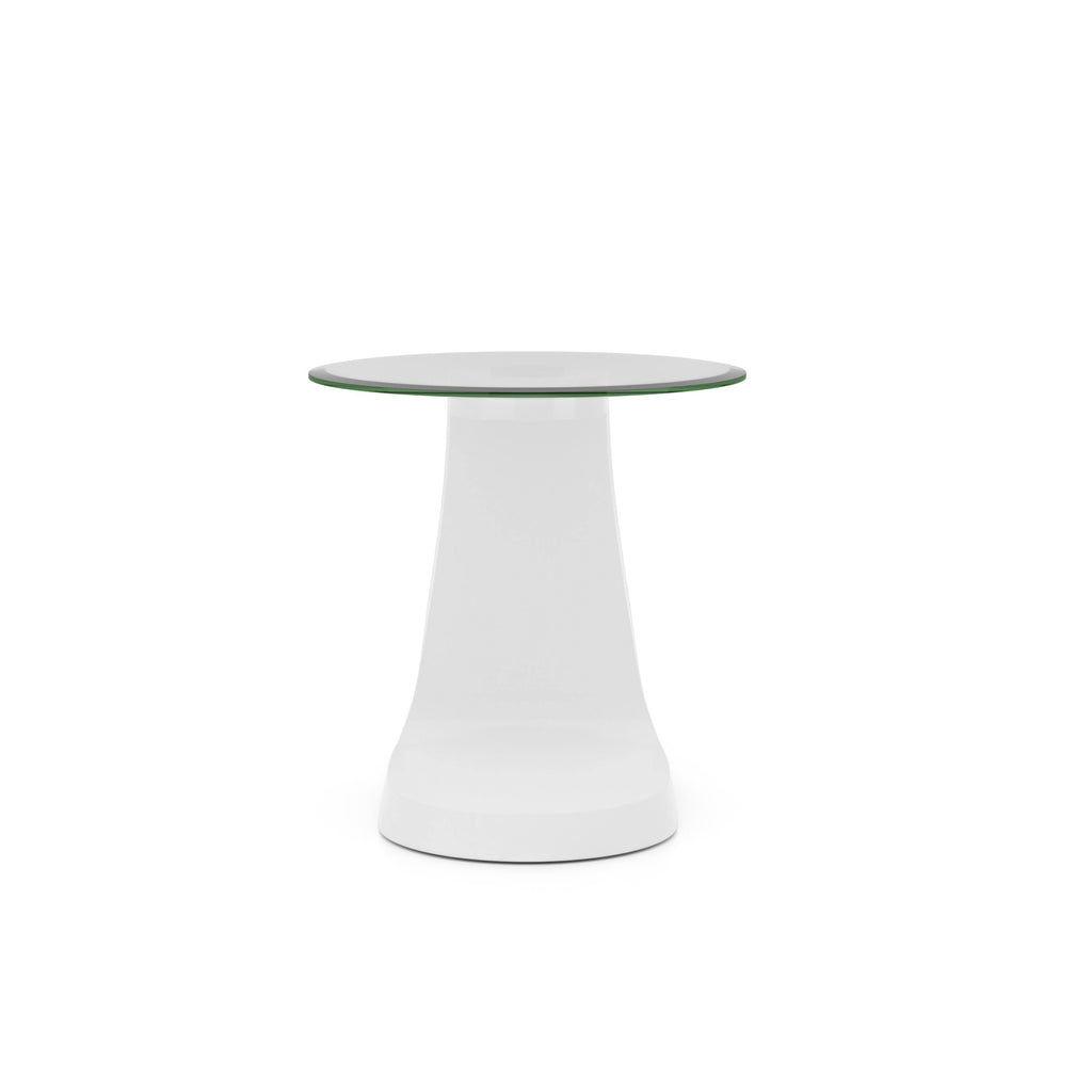 White High Gloss Glass Top End Table F570