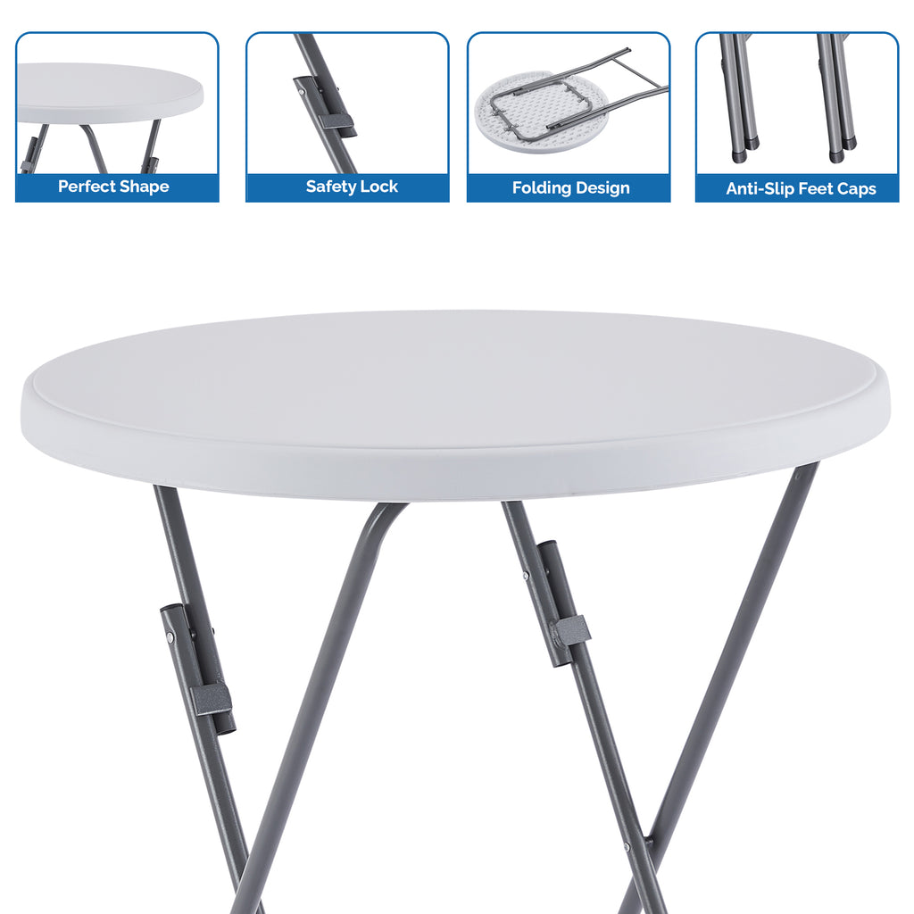 White Round Folding Resin Cocktail Table K7345
