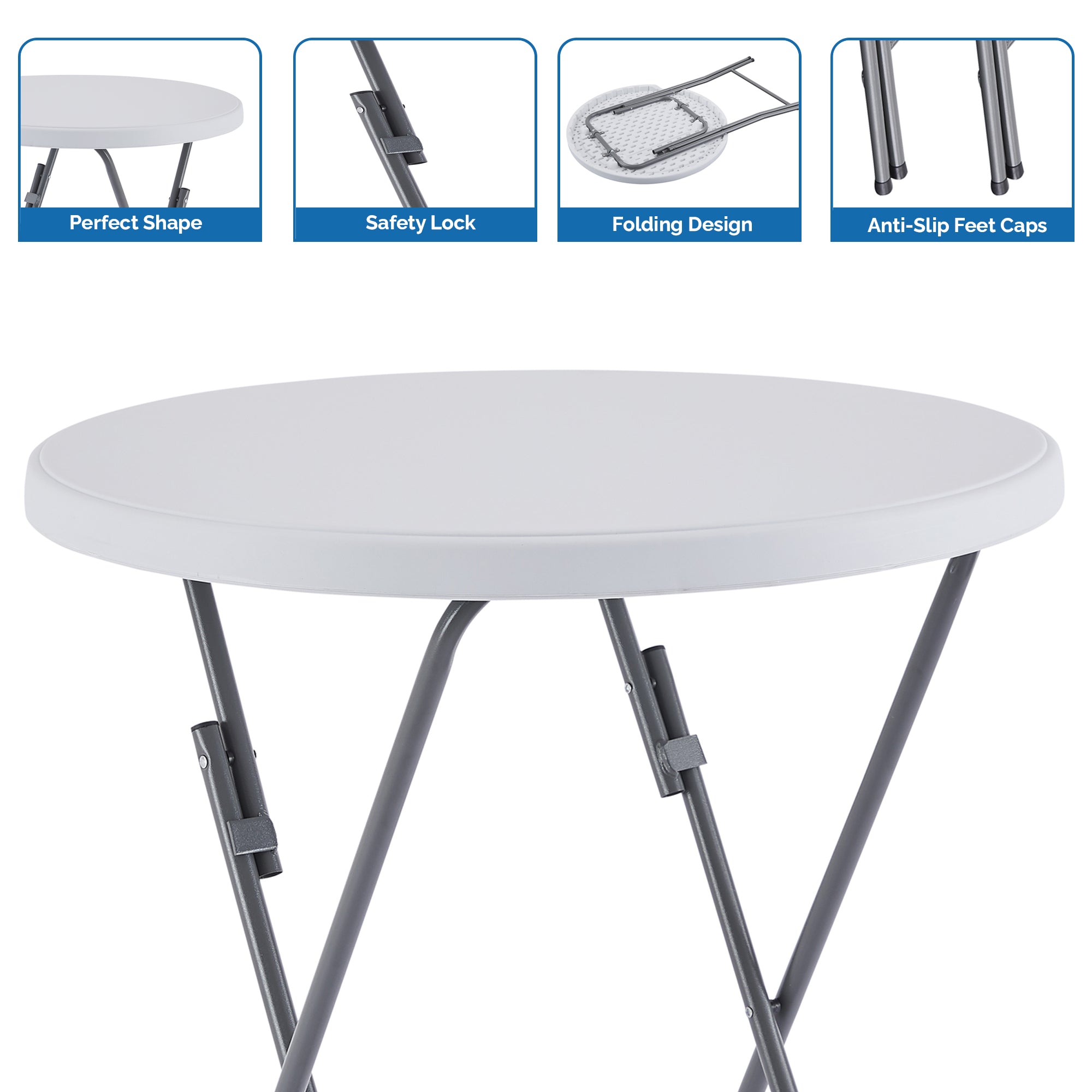 White Round Folding Resin Cocktail Table K7345