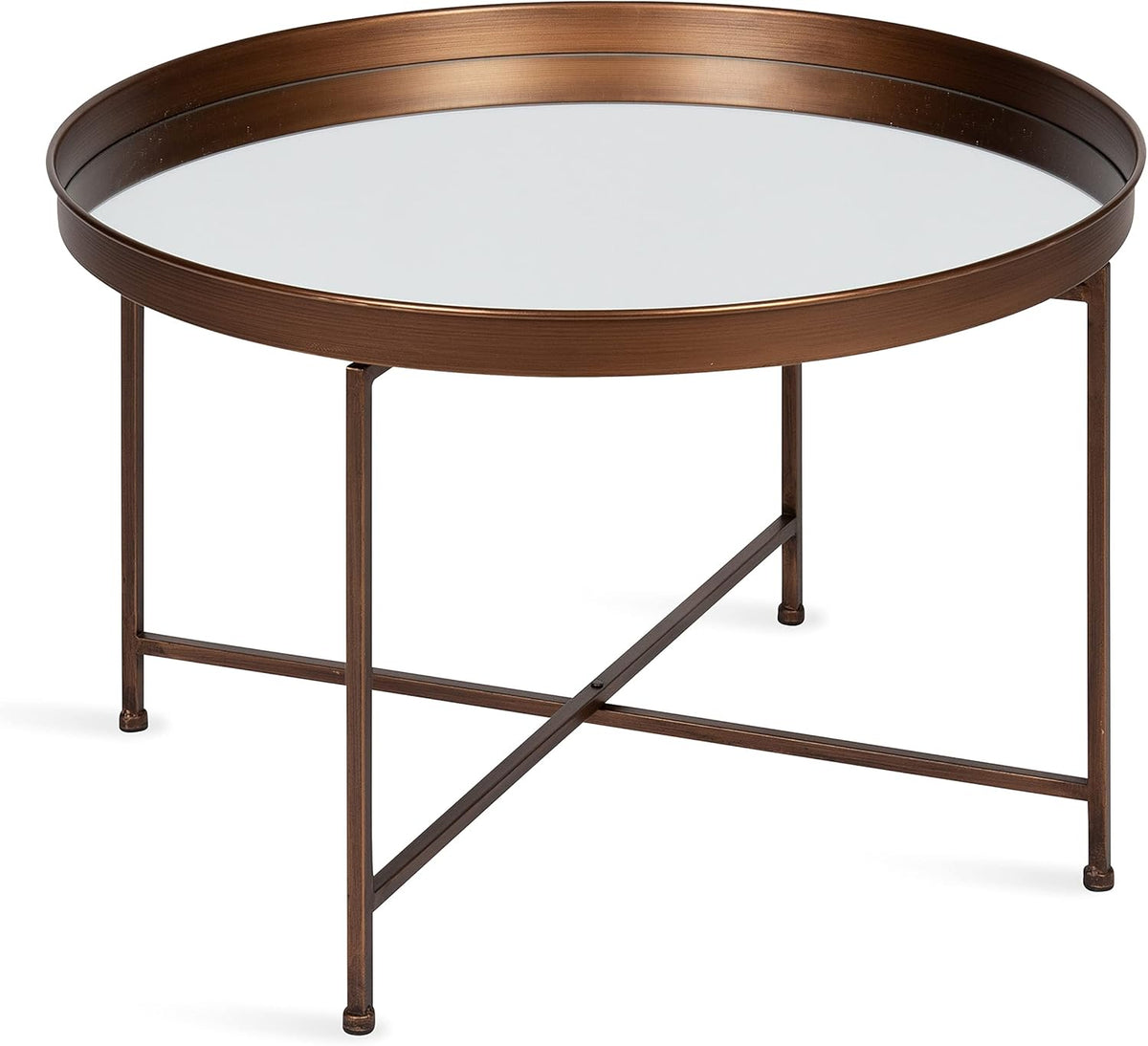 White and Gold Leaf Round Metal Coffee Table T4305