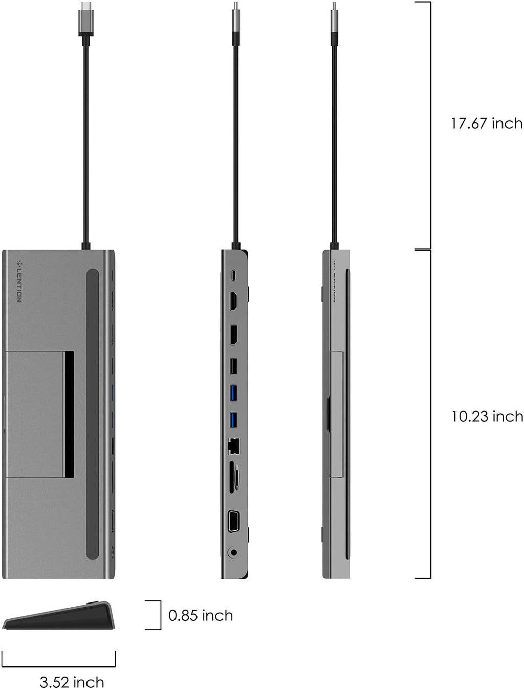 USB C Docking Station with 100W PD, 4K HDMI, DisplayPort, VGA, Ethernet, Card Reader, USB 3.0, Aux Adapter W750