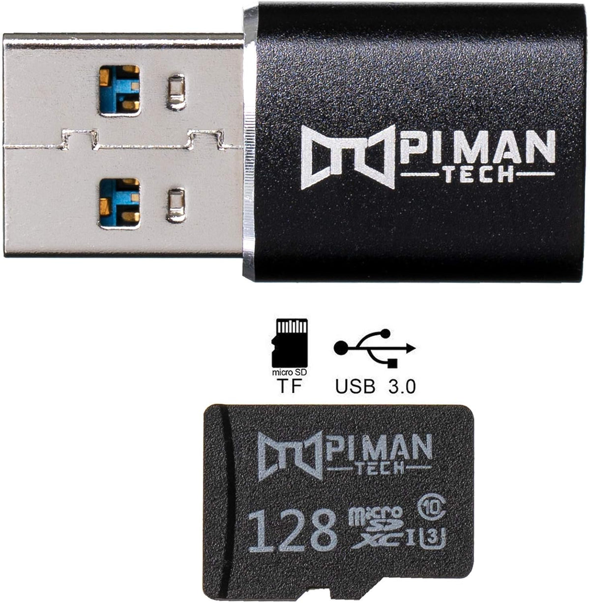 128 GB MicroSD Card and USB 3.0 Adapter, Pack of 2 F7776