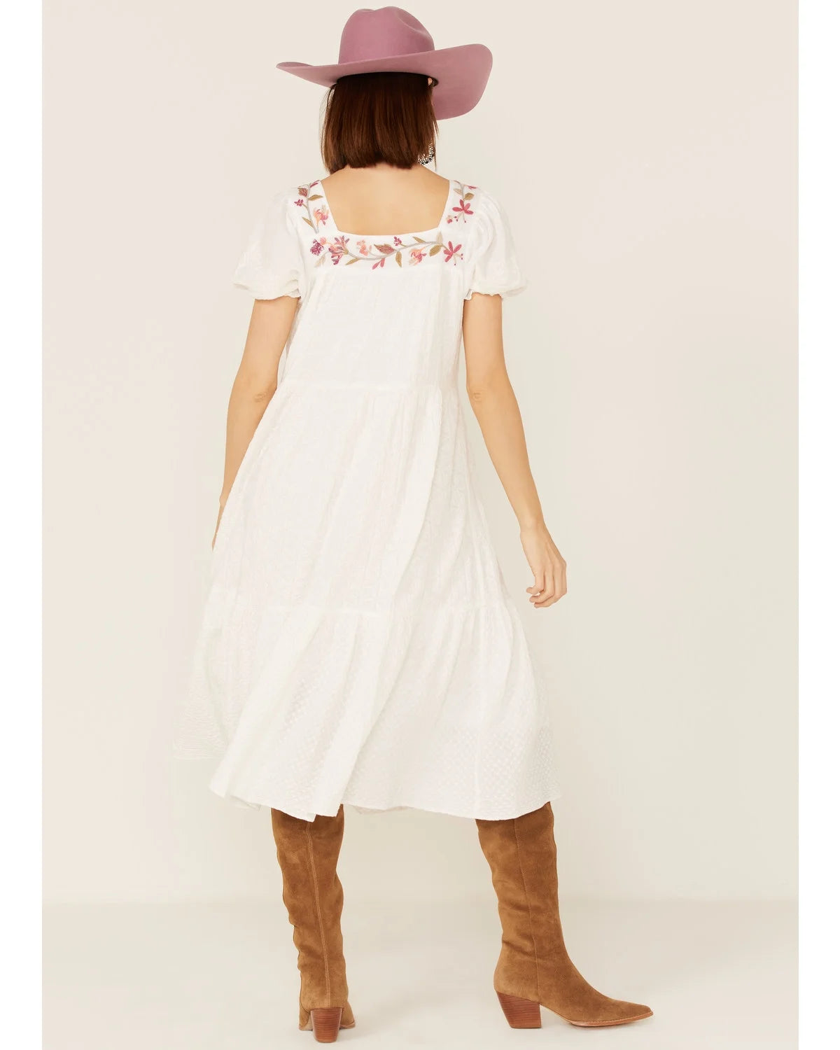 White Embroidered Midi Dress U7126