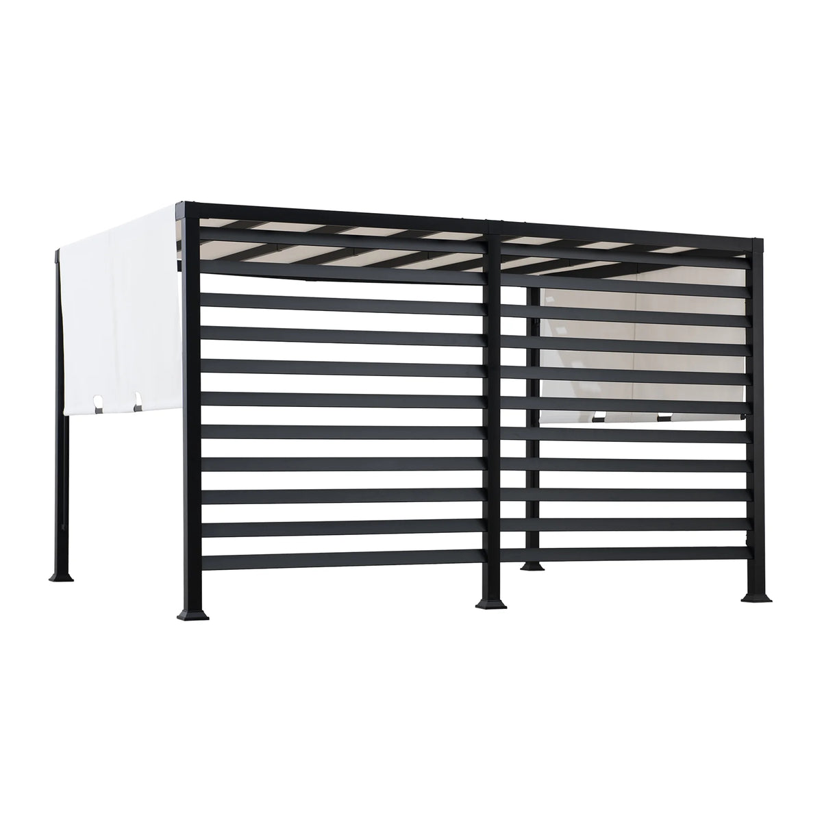10 ft. x 12 ft. Modern Steel Pergola with White Adjustable Shade O31314