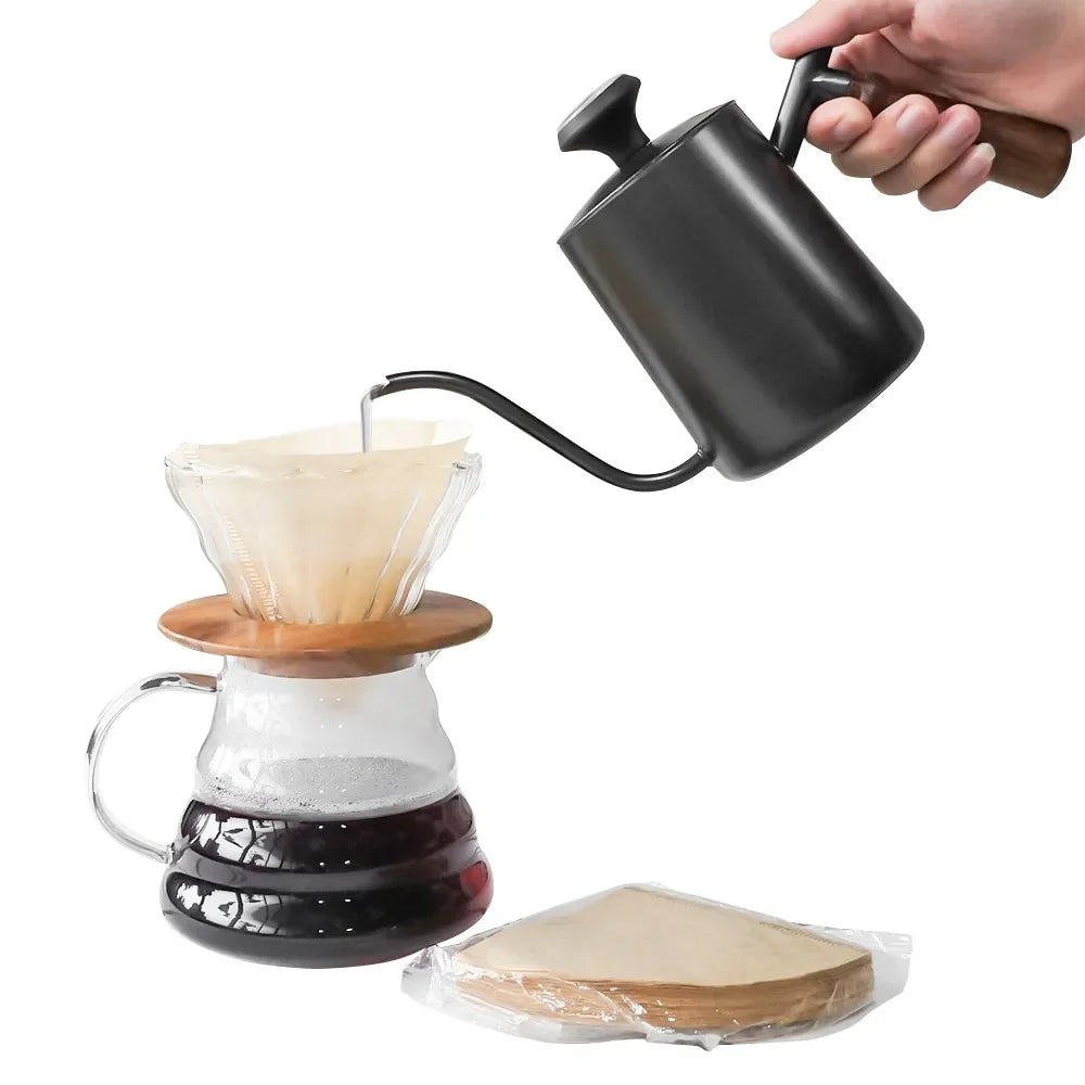 White Steel GooseNeck Coffee Kettle 600ML with Thermometer C559761