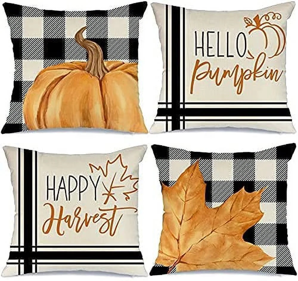 Fall Decor Pillow Covers 18x18 Set of 4 Outdoor Throw Pillows M278
