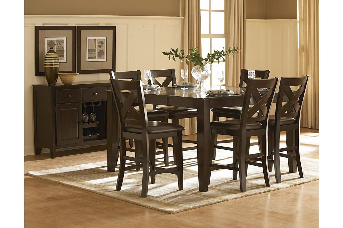 Contemporary Wooden Counter Height Table with Tapered Legs Brown W456