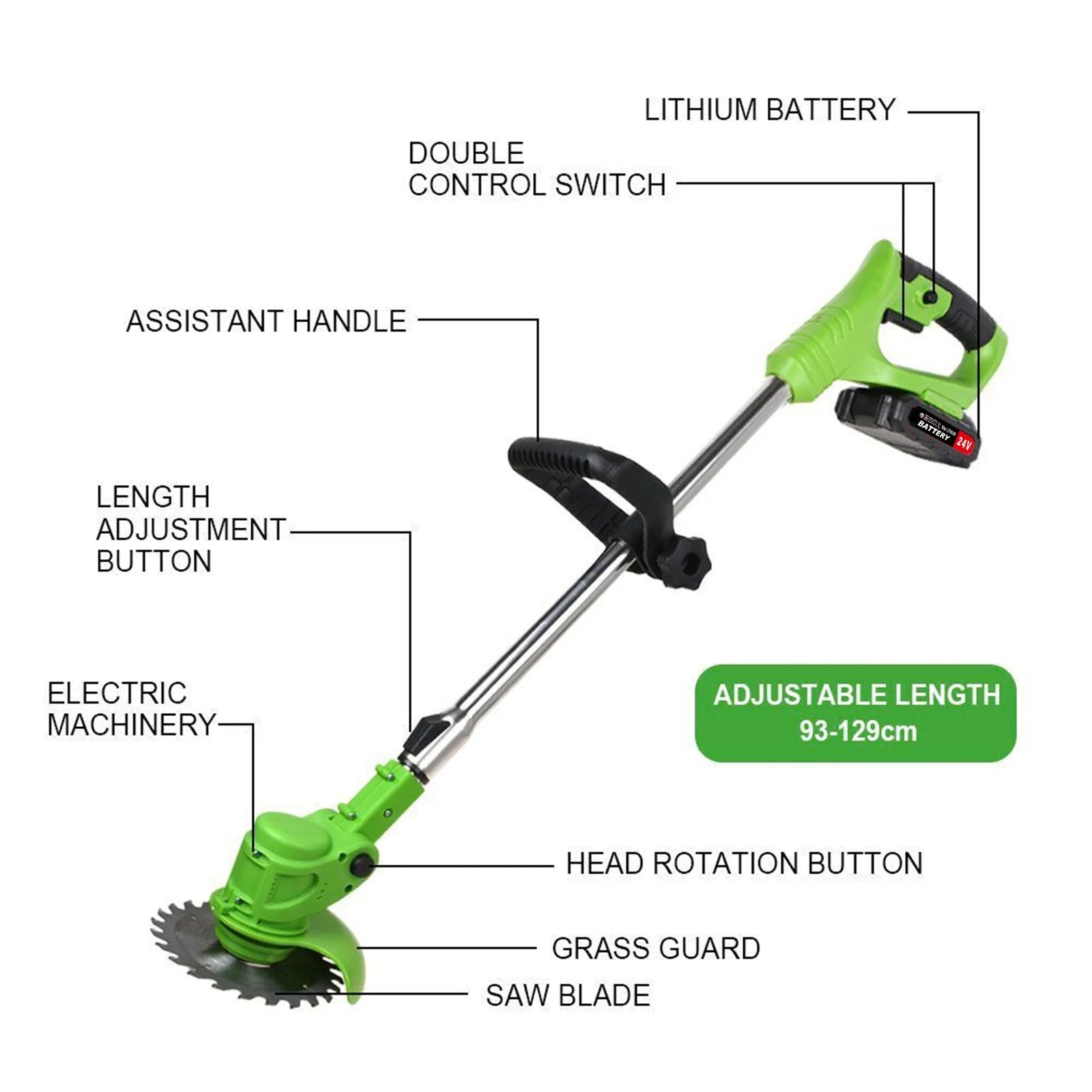 24V 650W Cordless Electric Lawn Mower Grass Trimmer Weed Eater C72112