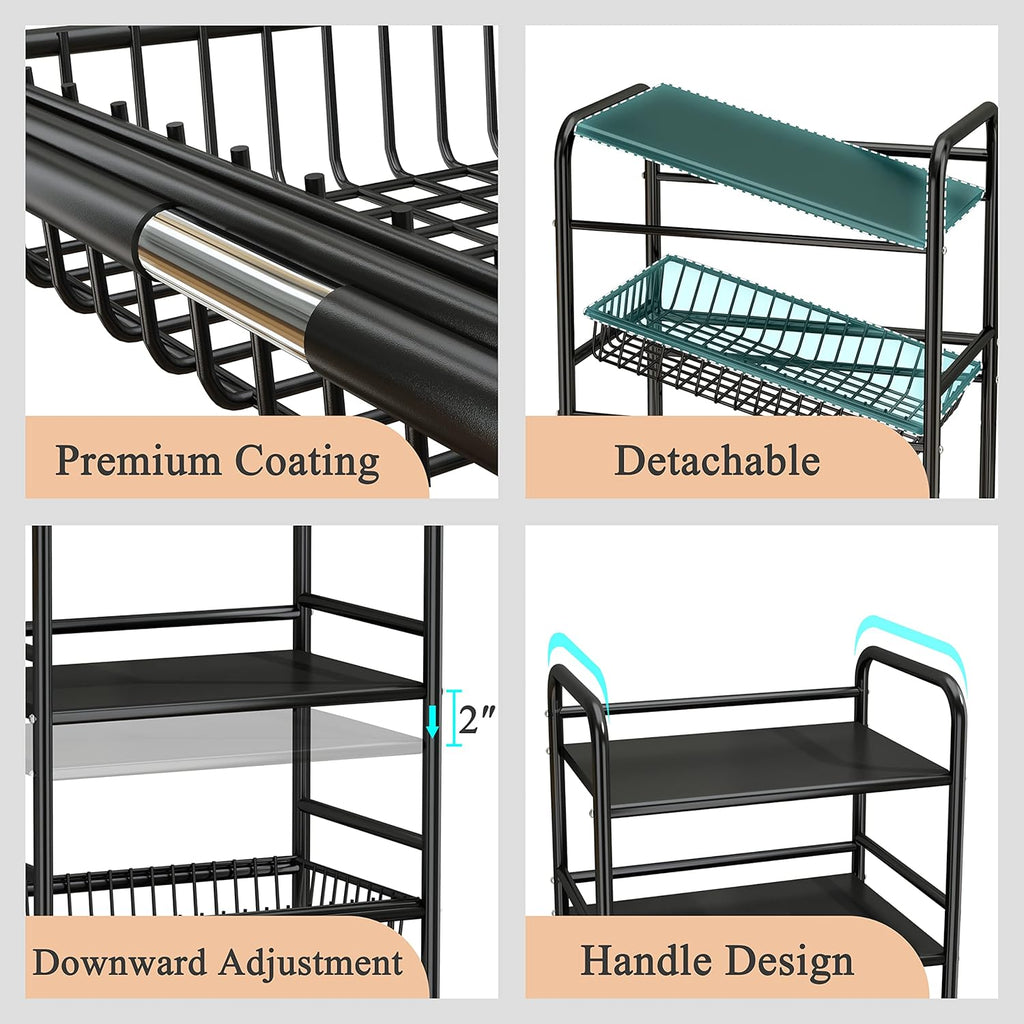 Black 4 Tier Rolling Utility Cart F1483