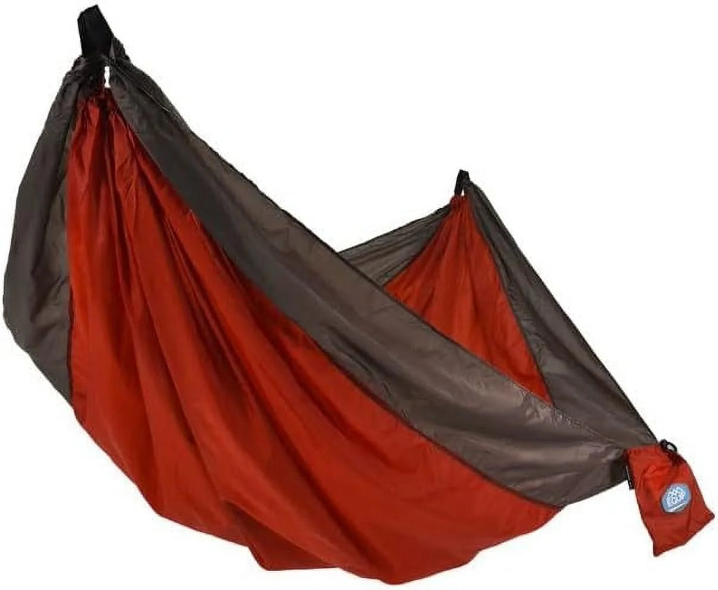 Lightweight Portable Nylon Camping Hammock, 1 Person Red And Taupe B89412