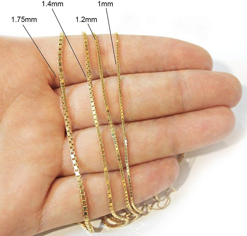14K Yellow Gold 1mm Box Pendant Chain Necklace L931177