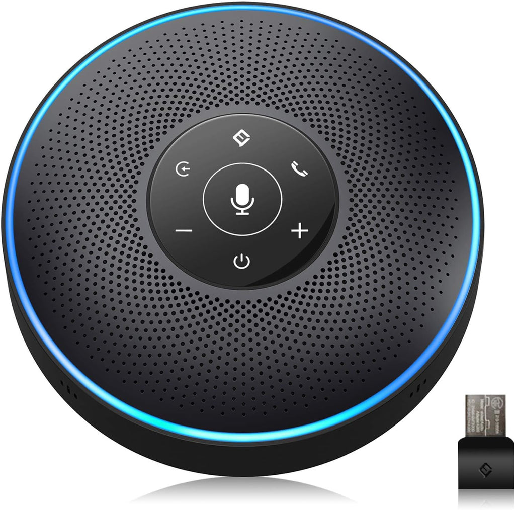 Gray Bluetooth Conference Speaker with 360° Voice Pickup and Noise Canceling Microphones Q52998