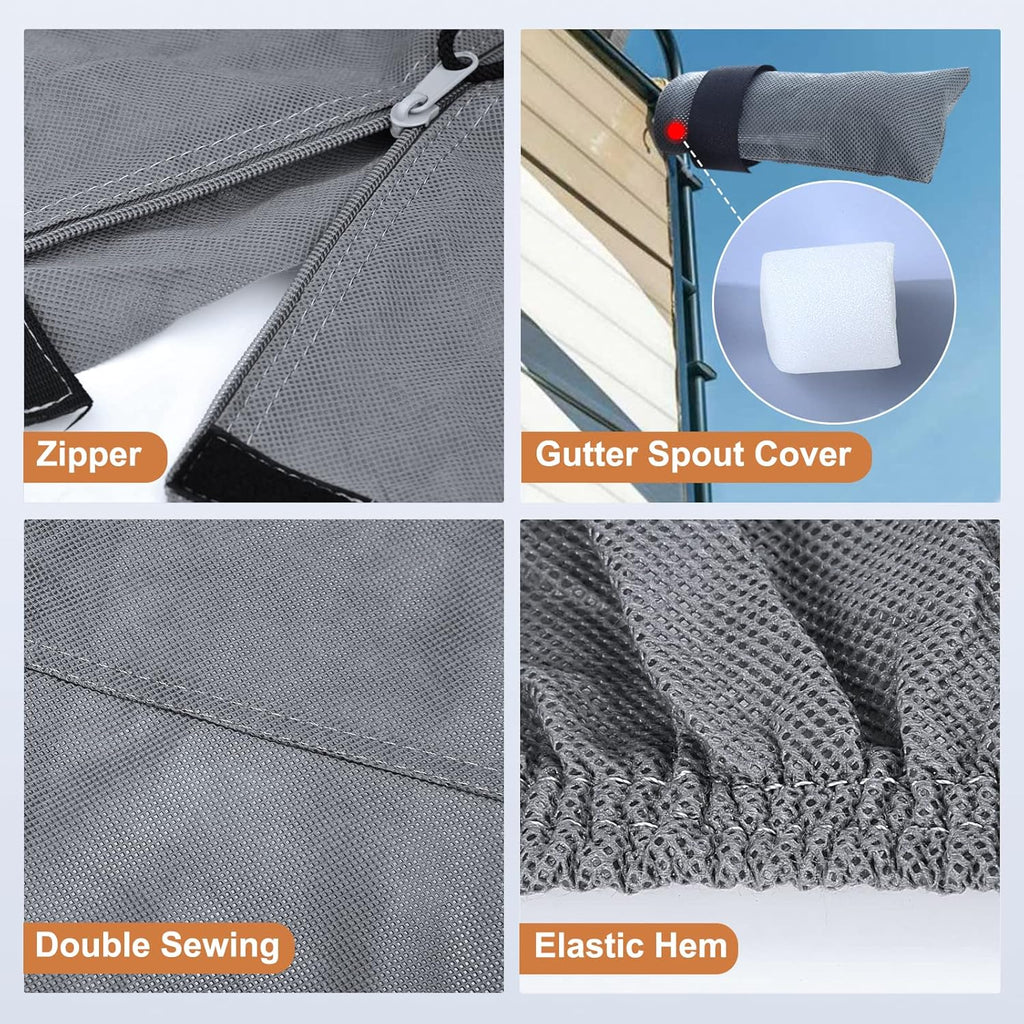 Heavy Duty 5 Layers Anti-UV Camper Cover with 4 Gutter Spout Covers Tongue Jack Cover 2 Windproof Straps P511083