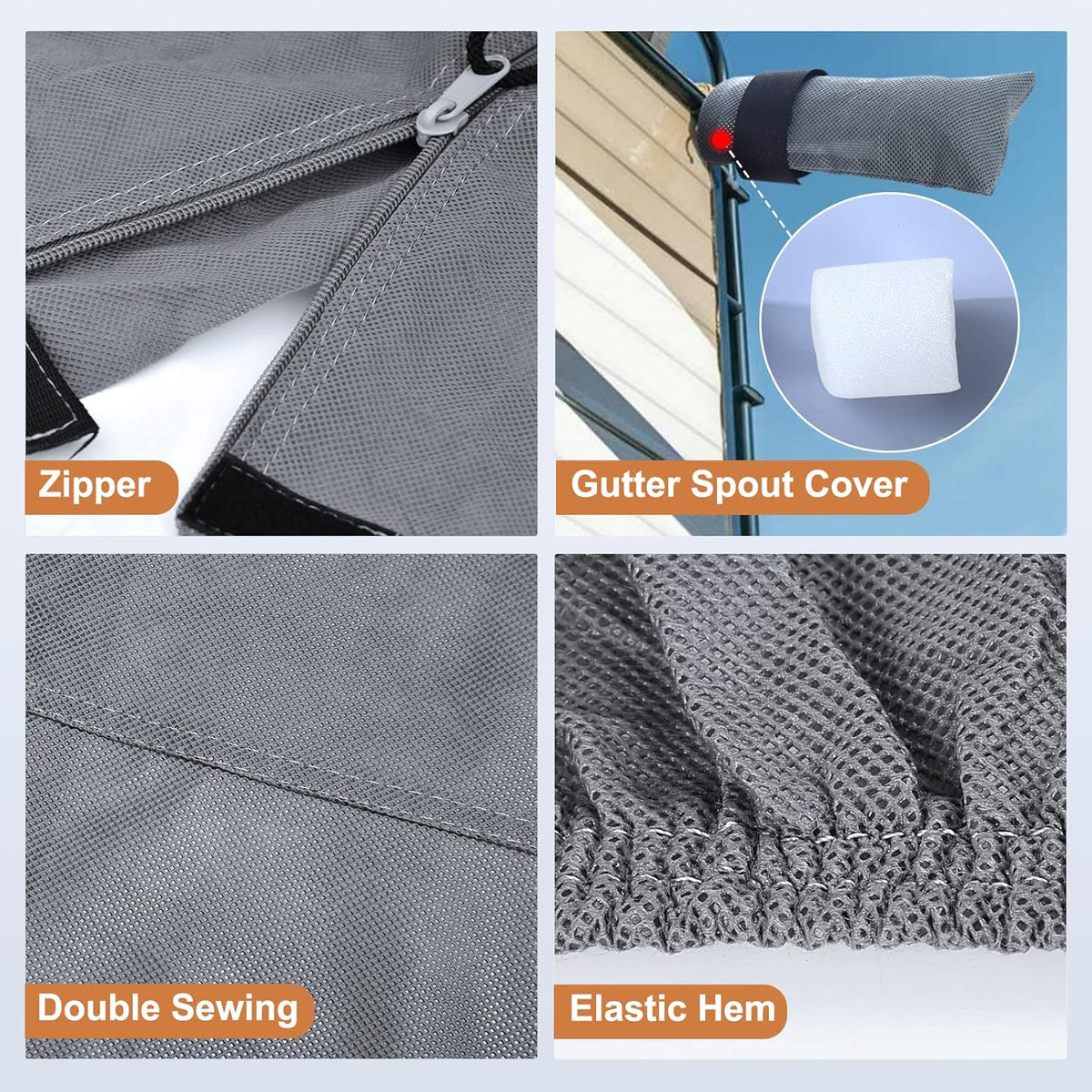 Heavy Duty 5 Layers Anti-UV Camper Cover with 4 Gutter Spout Covers Tongue Jack Cover 2 Windproof Straps P511083