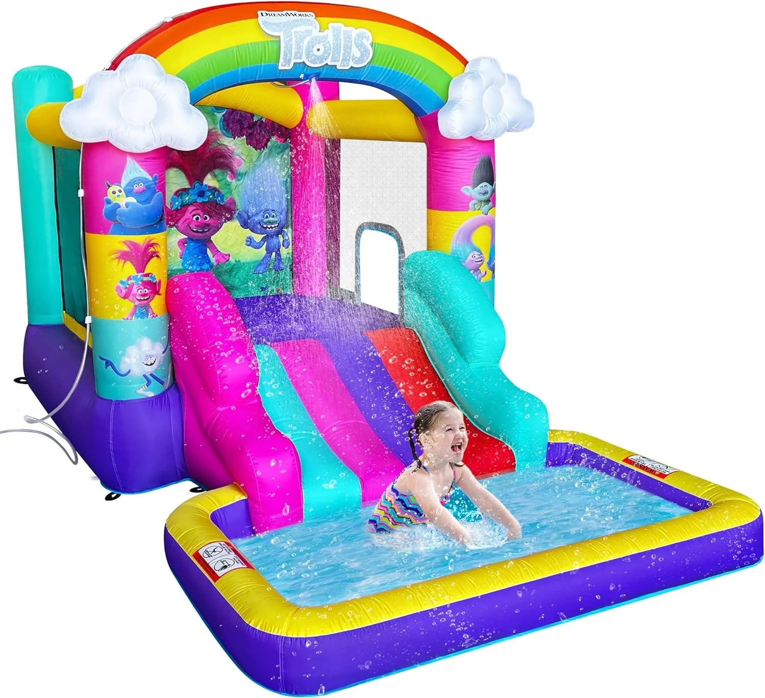 Inflatable Bounce House with Slide, Outdoor Waterslide with Pool, Heavy Duty Air Blower F91464