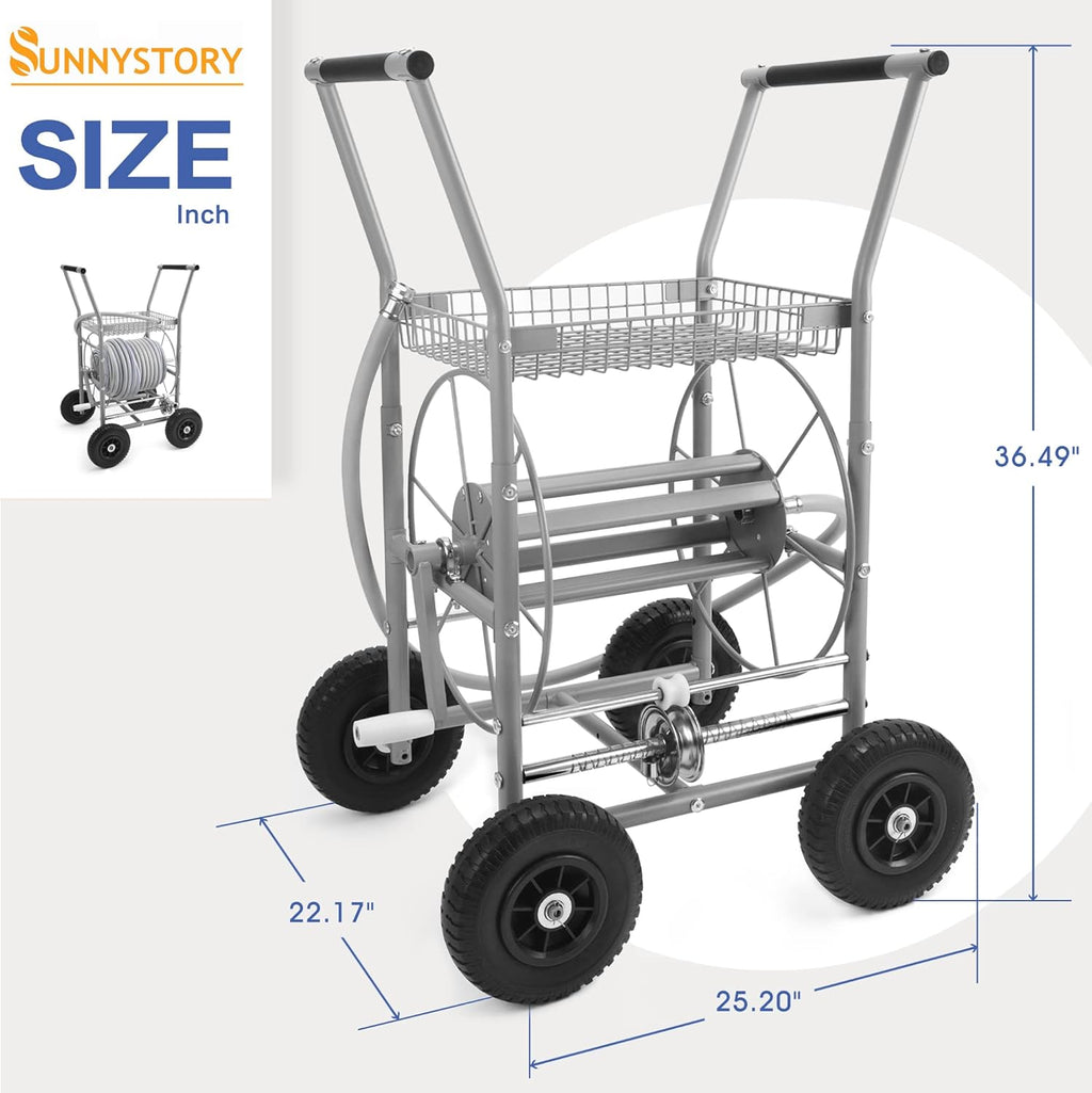 All Metal Garden Hose Reel Cart with Solid Tires K215