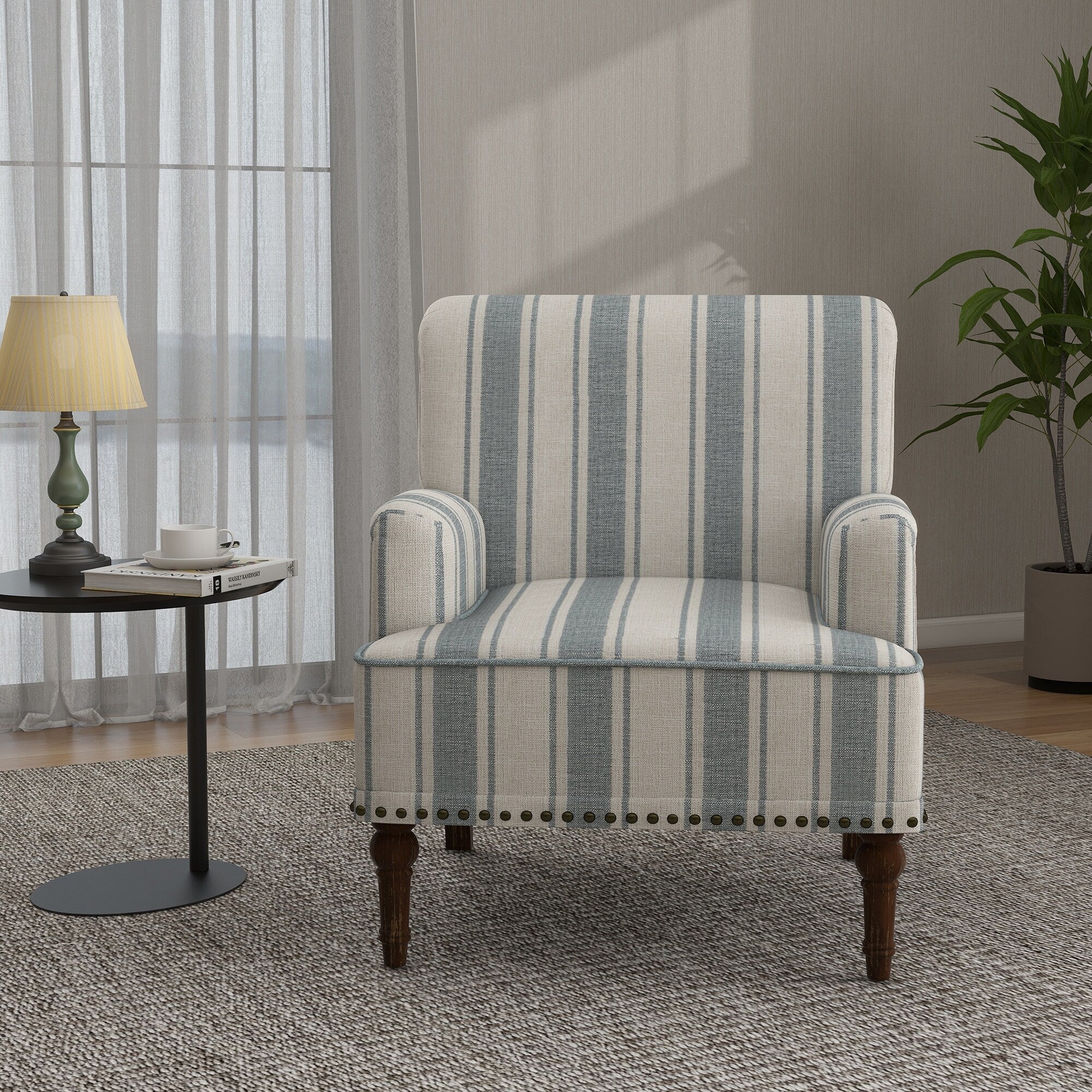 Upholstered Stripe Accent Chair Q478377