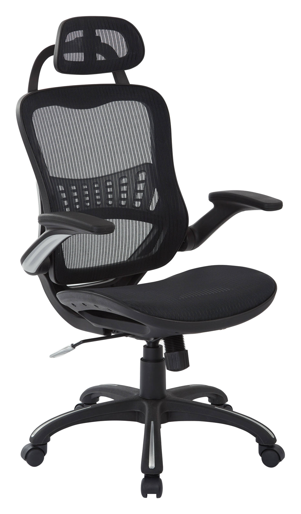 Black Vertical Chair with Nylon Arms and Headrest B309