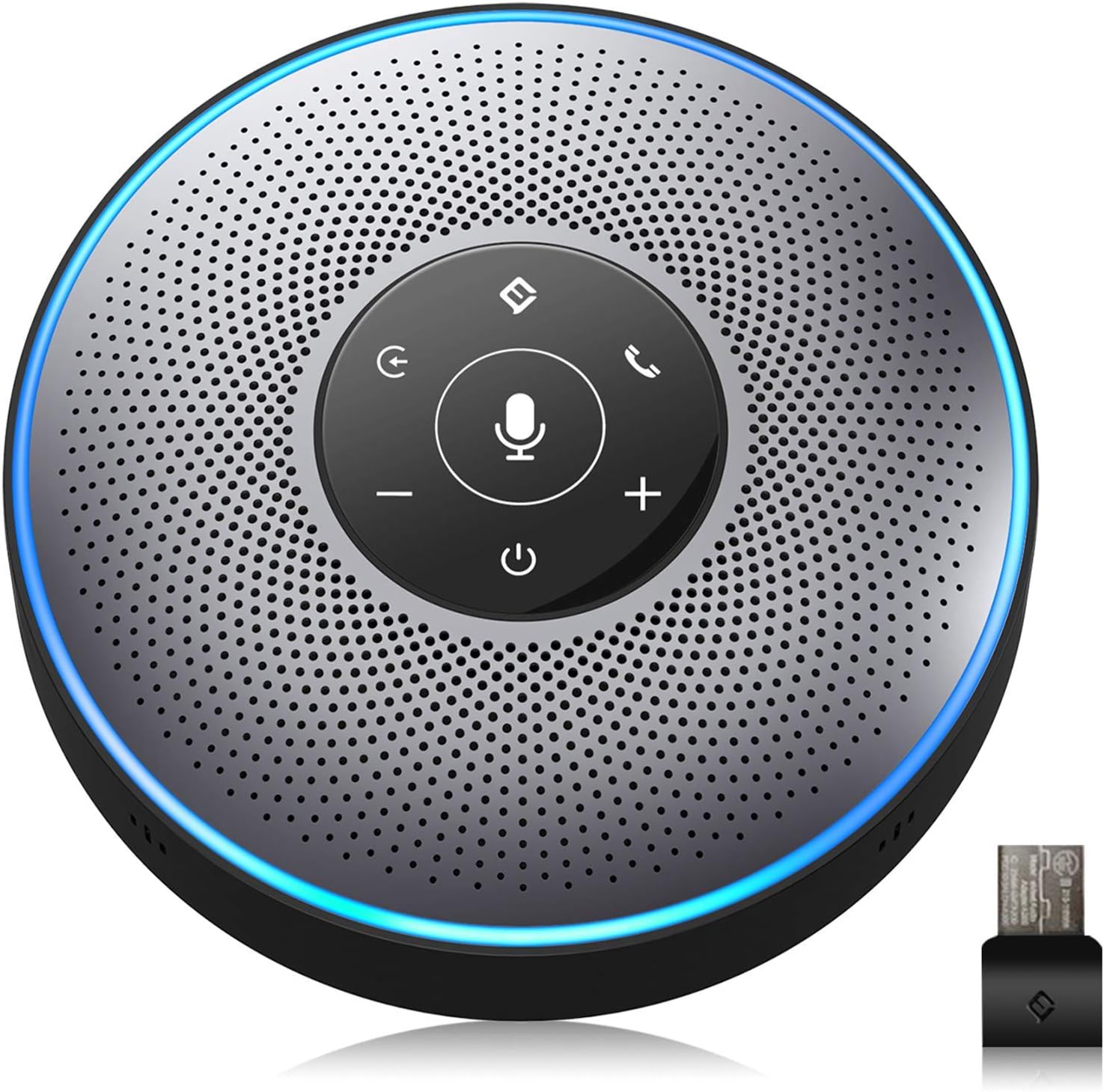Gray Bluetooth Conference Speaker with 360° Voice Pickup and Noise Canceling Microphones Q52998