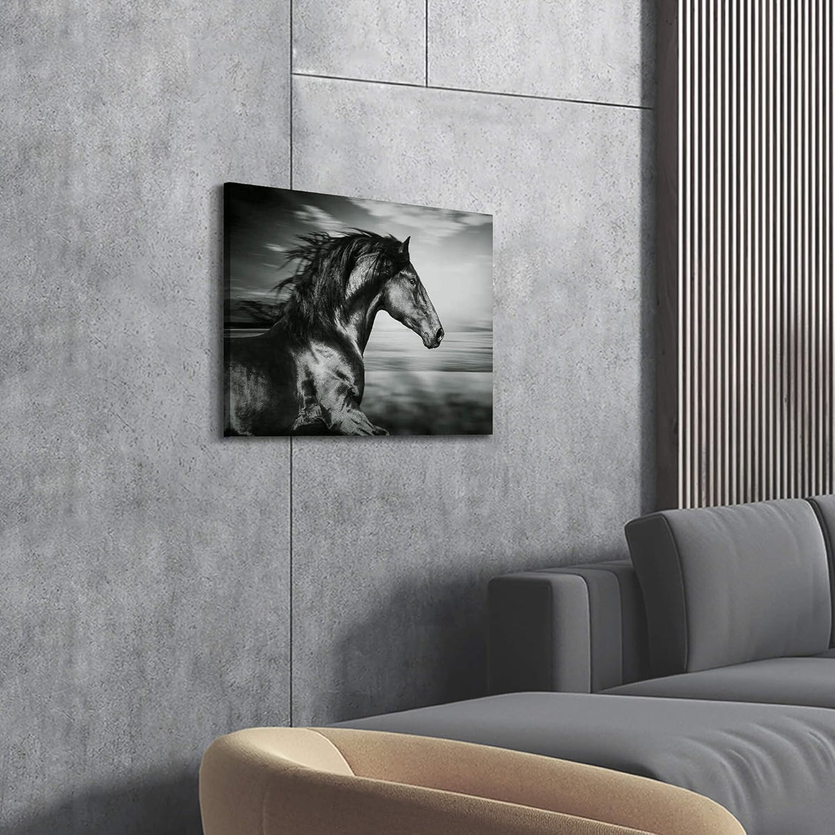 Black Horse Canvas Picture Prints Wild Animal Painting Art Artwork on Canvas D107978