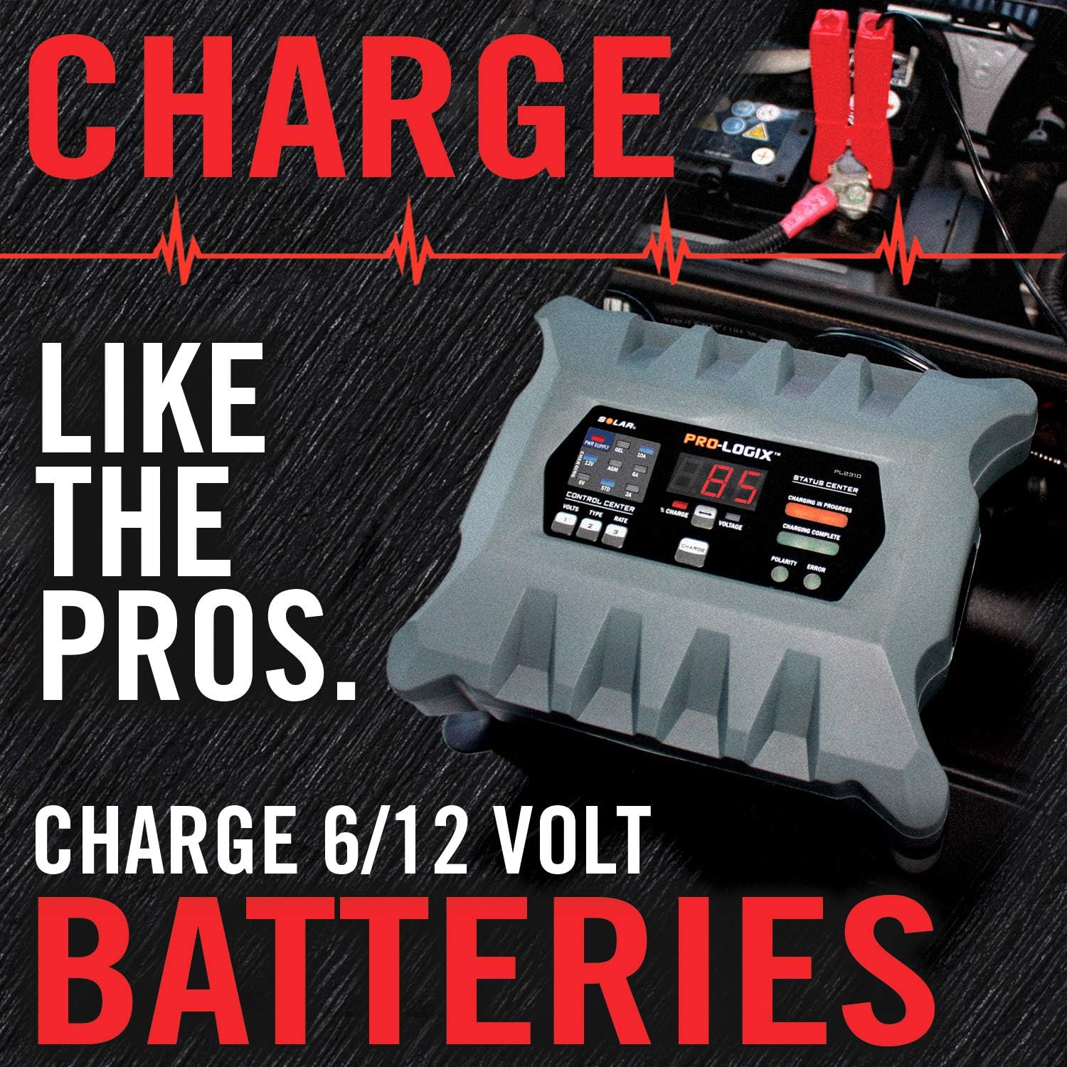 10-Amp Fully-Automatic Smart Charger 6V and 12V Battery Charger Pack of 2 Q380