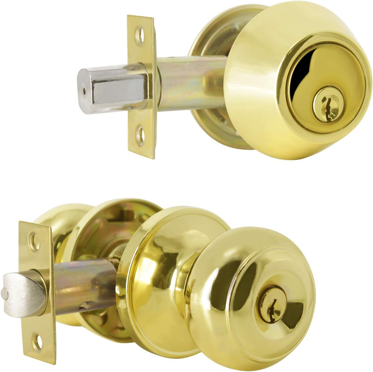 Oil Rubbed Bronze Entry Door Knob Lock Set with Single Cylinder Deadbolt, 3 Pack L624742