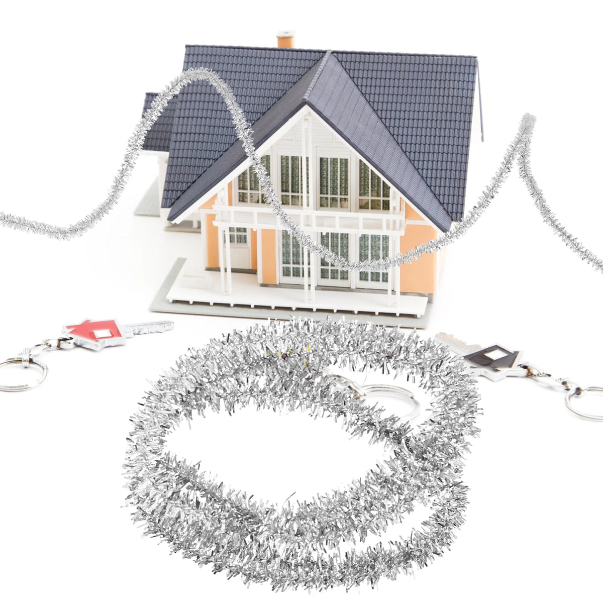 1:12 Dollhouse Christmas Tinsel Garland Miniature Metallic Foil Garland Decoration E43108