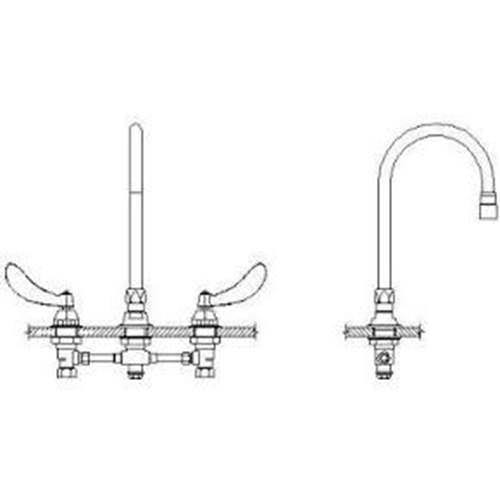 Two Handle Below Deck-Mount Faucet and Gooseneck Spout M58458