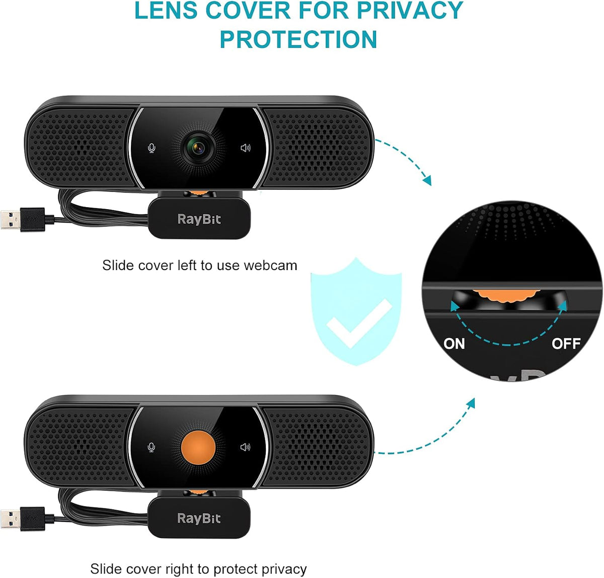 1080p HD Webcam with Microphone and Speaker and Privacy Cover Y384