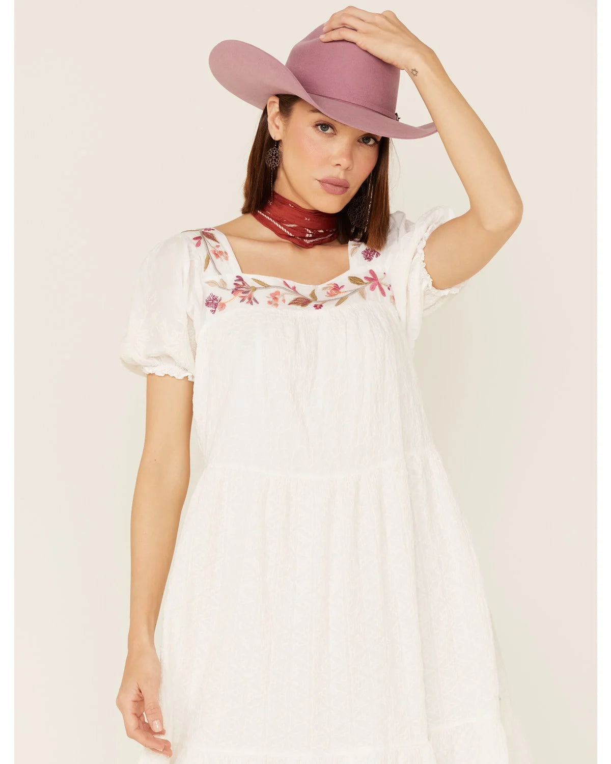 White Embroidered Midi Dress U7126