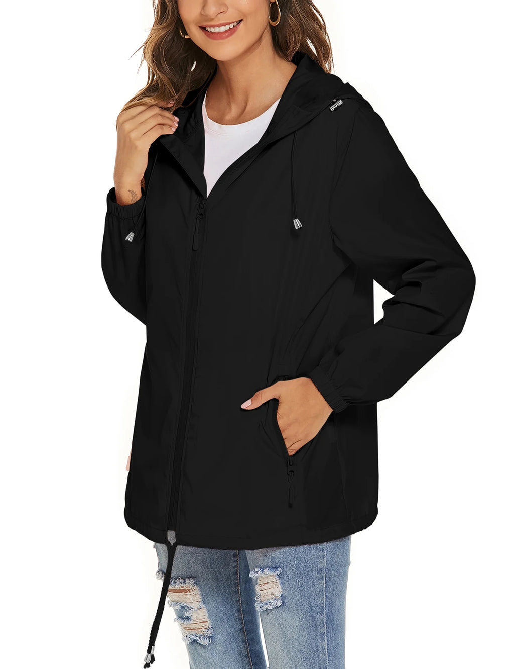 Waterproof Lightweight Hooded Rain Jacket L9139