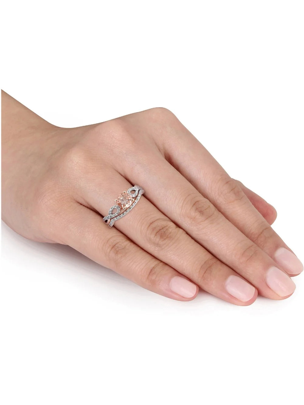 10K Pink Gold Morganite and Diamond Engagement Ring N5104