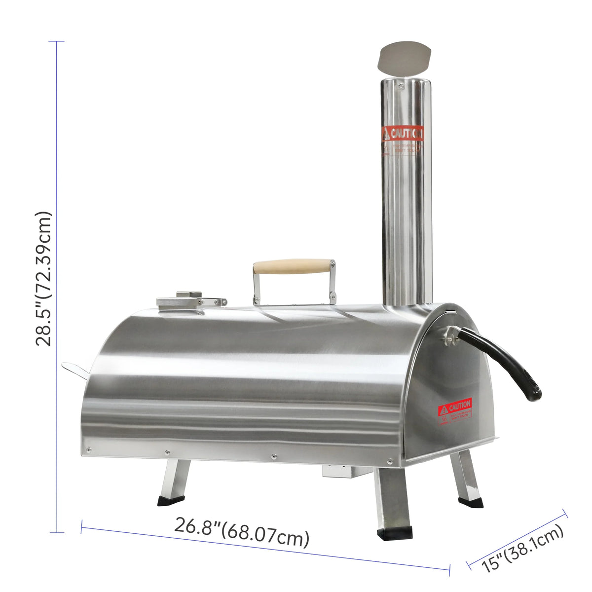 Silver Pizza Oven Portable Stainless Steel Wood Fired Pizza Maker with Built-in Thermometer Carry Bag B577523