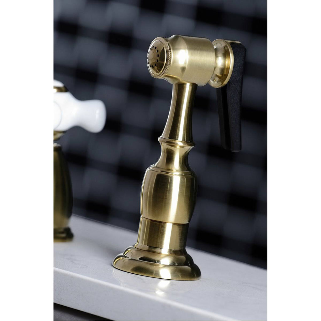 Oil Rubbed Bronze Widespread Kitchen Faucet with Brass Sprayer H4825