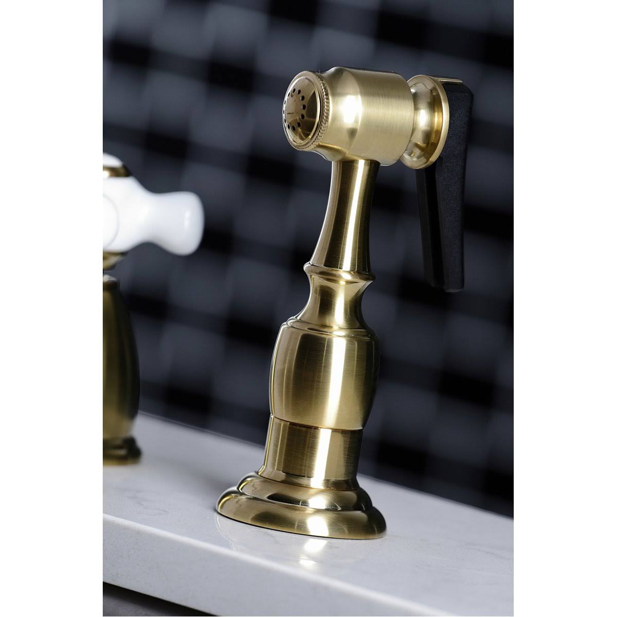 Oil Rubbed Bronze Widespread Kitchen Faucet with Brass Sprayer H4825