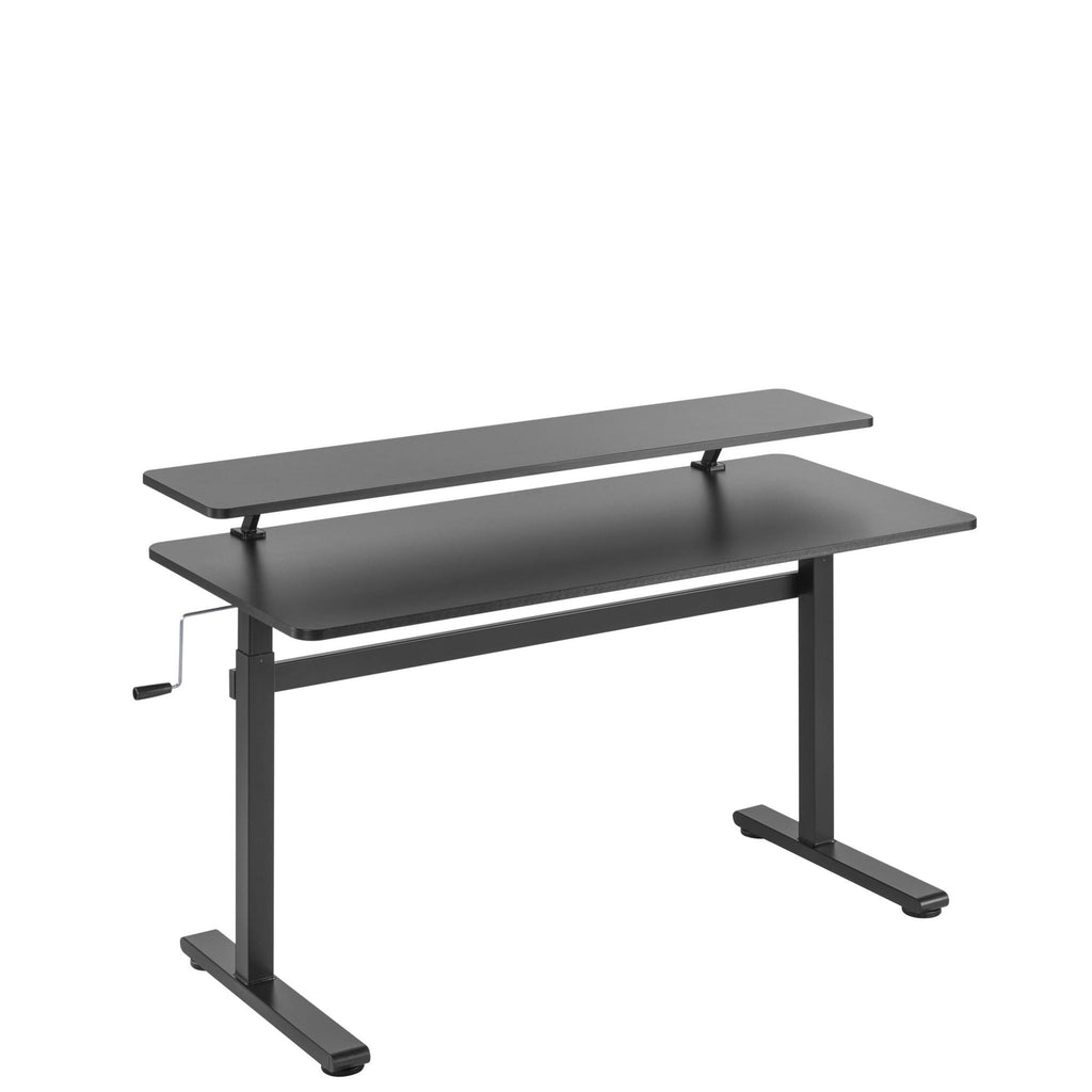 Crank Height Adjustable Standing Desk with Attachable Shelf Y9022